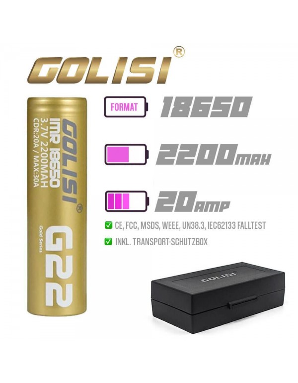 Golisi G22 18650 Akku 2200mAh 20A