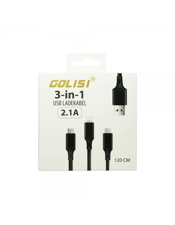 Golisi 3-in-1 USB-Kabel (MicroUSB, USB Typ C, Ligh...